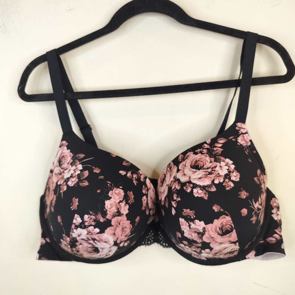 Torrid Curve Push Up Bra 48C Underwire Floral Black Pink Plus Size